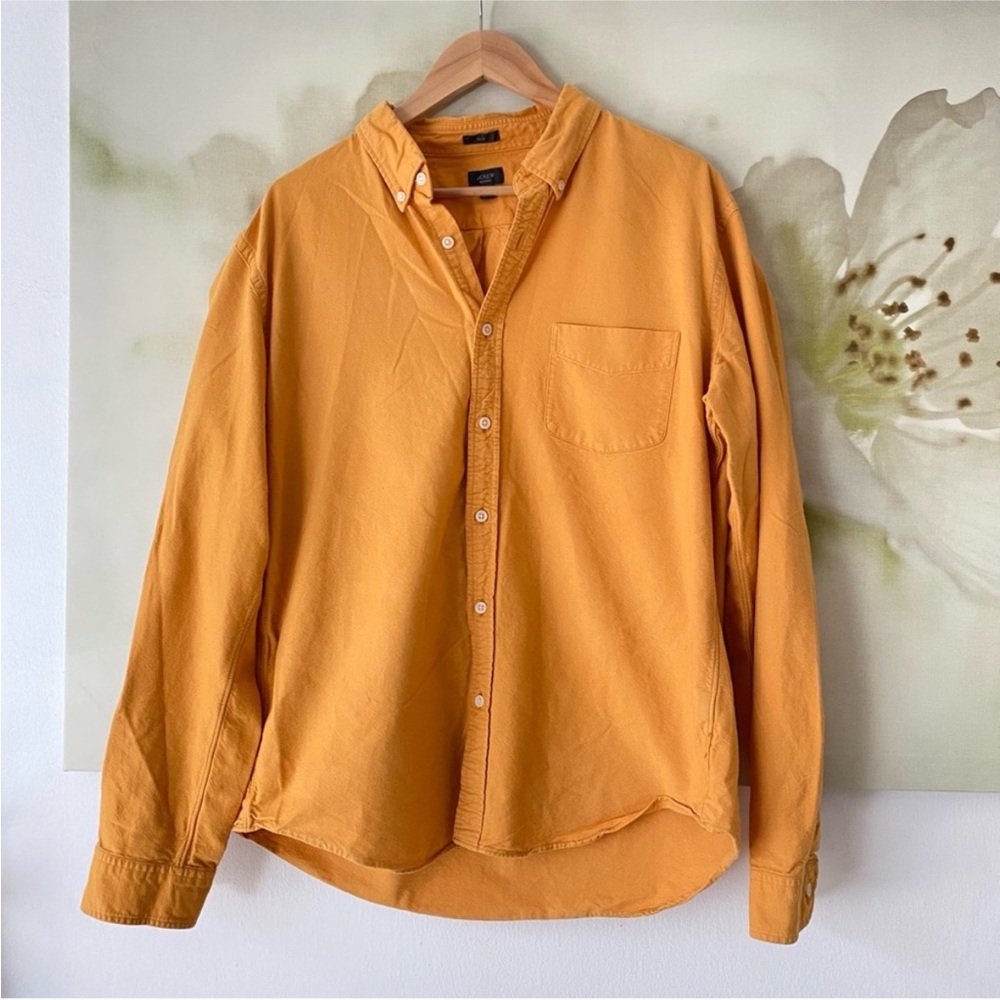 J. CREW • Button Down Collared Shirt Mens slim XL Cotton Orange Yellow